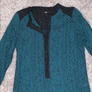 Green & Black Long Sleeve Blouse